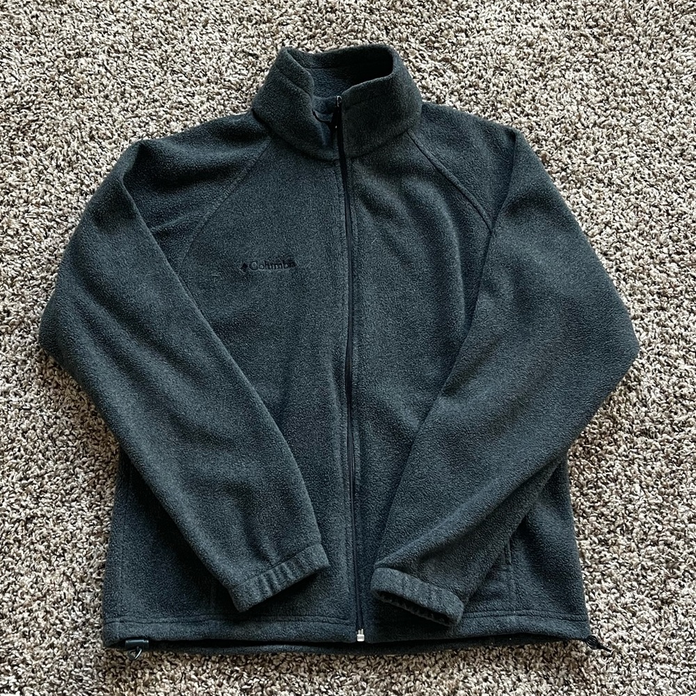 Columbia Fleece Full Zip Charcoal Gray Size Medium
